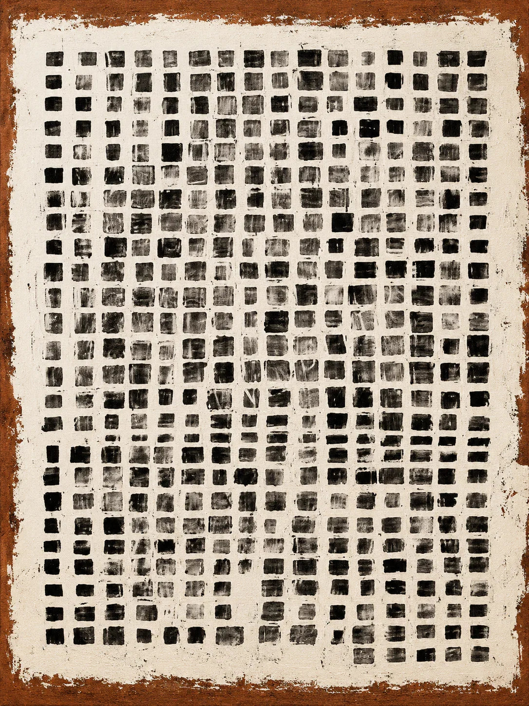 Weathered Black Square Grid Wall Art artwork view | Olyrel