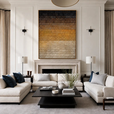 Ochre Glow in a Ribbed Gradient Wall Art styled interior scene 4 | Olyrel