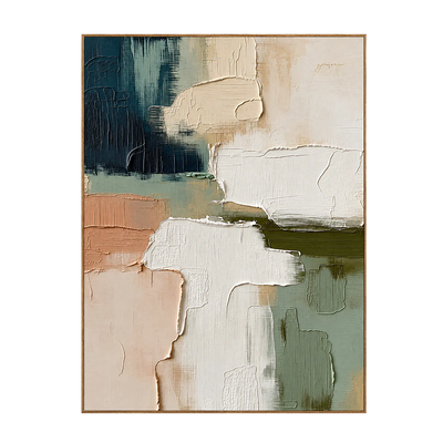 Layered Cream Sage and Teal Abstraction Wall Art | Olyrel
