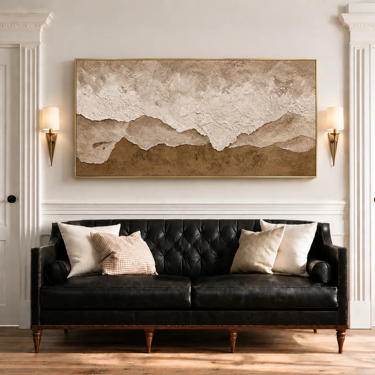 Layered Sand and Ivory Tides Wall Art styled interior scene 1 | Olyrel