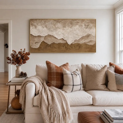 Layered Sand and Ivory Tides Wall Art styled interior scene 2 | Olyrel