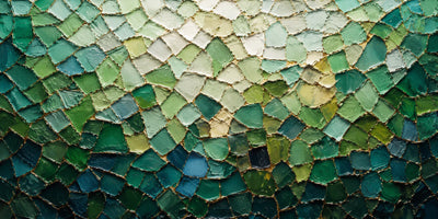 Emerald Mosaic with a Pale Green Glow Wall Art artwork view | Olyrel