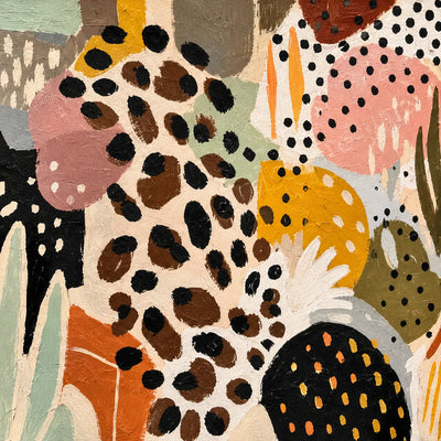 Leopard Spots and Colorful Organic Shapes Wall Art artwork view | Olyrel