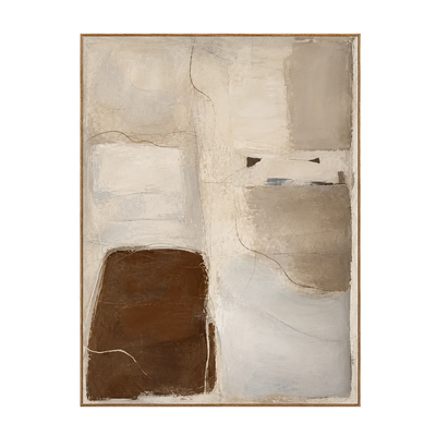 Soft Taupe Blocks with a Deep Brown Accent Wall Art | Olyrel