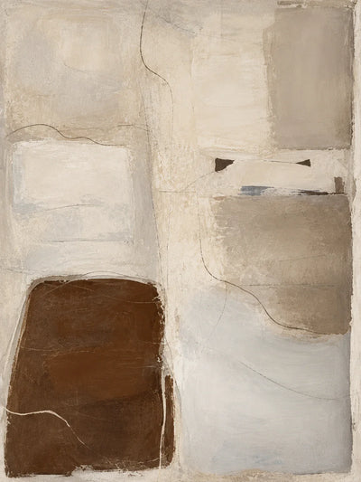 Soft Taupe Blocks with a Deep Brown Accent Wall Art artwork view | Olyrel