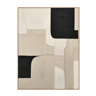 Black Corners and Cream Curves Wall Art | Olyrel