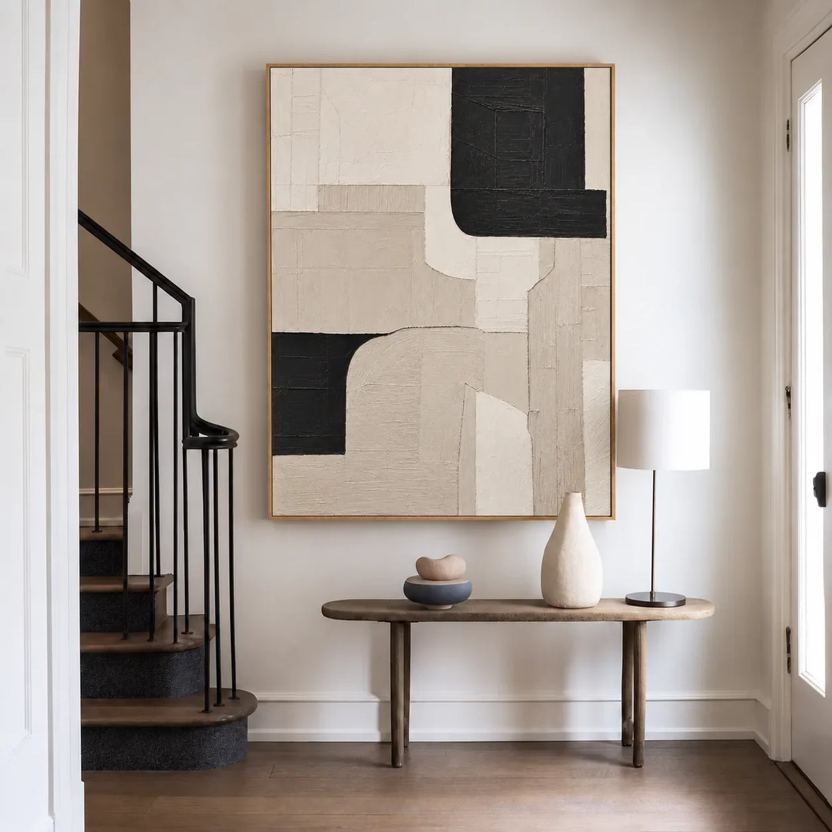 Black Corners and Cream Curves Wall Art styled interior scene 1 | Olyrel