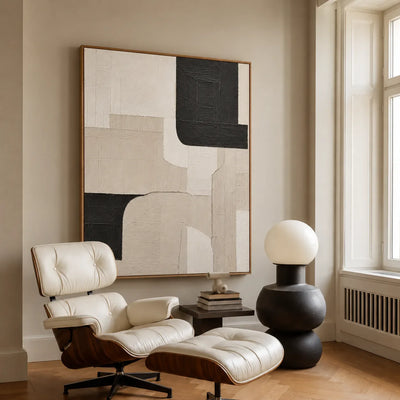 Black Corners and Cream Curves Wall Art styled interior scene 5 | Olyrel