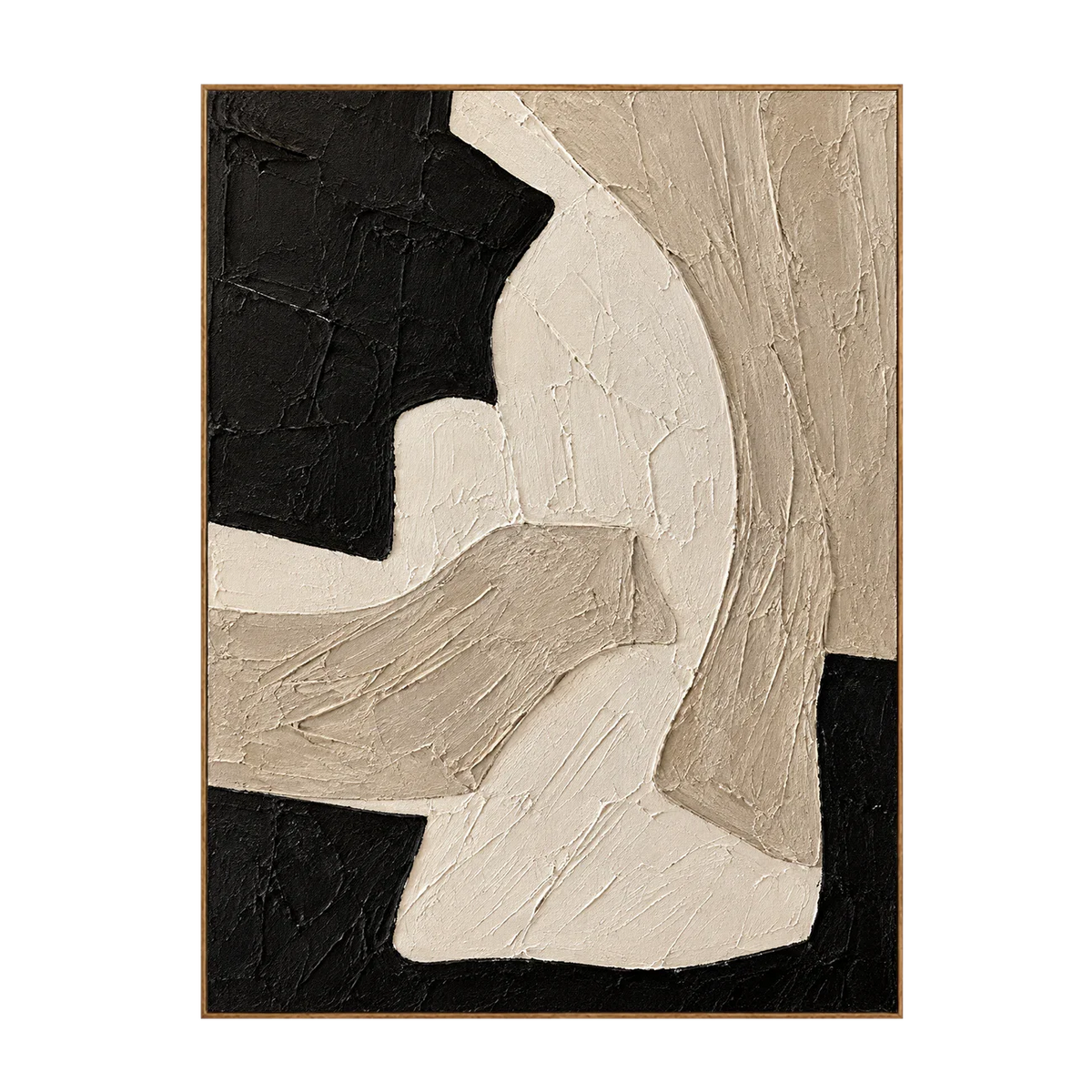 Sweeping Ivory Forms on Textured Black Wall Art | Olyrel