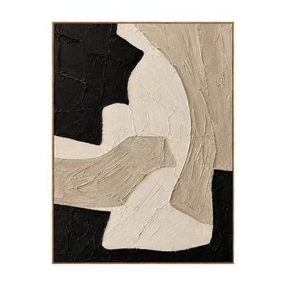 Sweeping Ivory Forms on Textured Black Wall Art | Olyrel