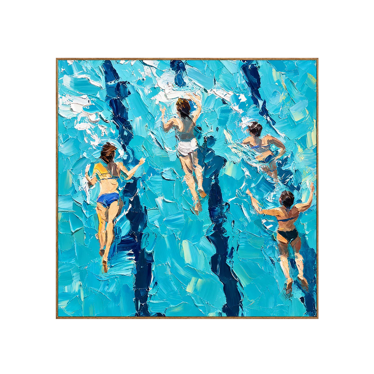Four Swimmers in Brilliant Turquoise Water Wall Art | Olyrel