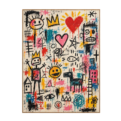 Hearts Crowns and Playful Scribbles Wall Art | Olyrel