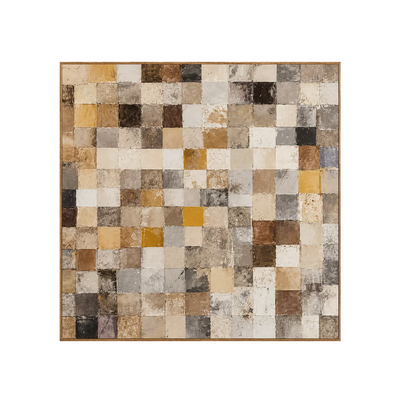 Warm Ochre and Stone Checkerboard Wall Art | Olyrel