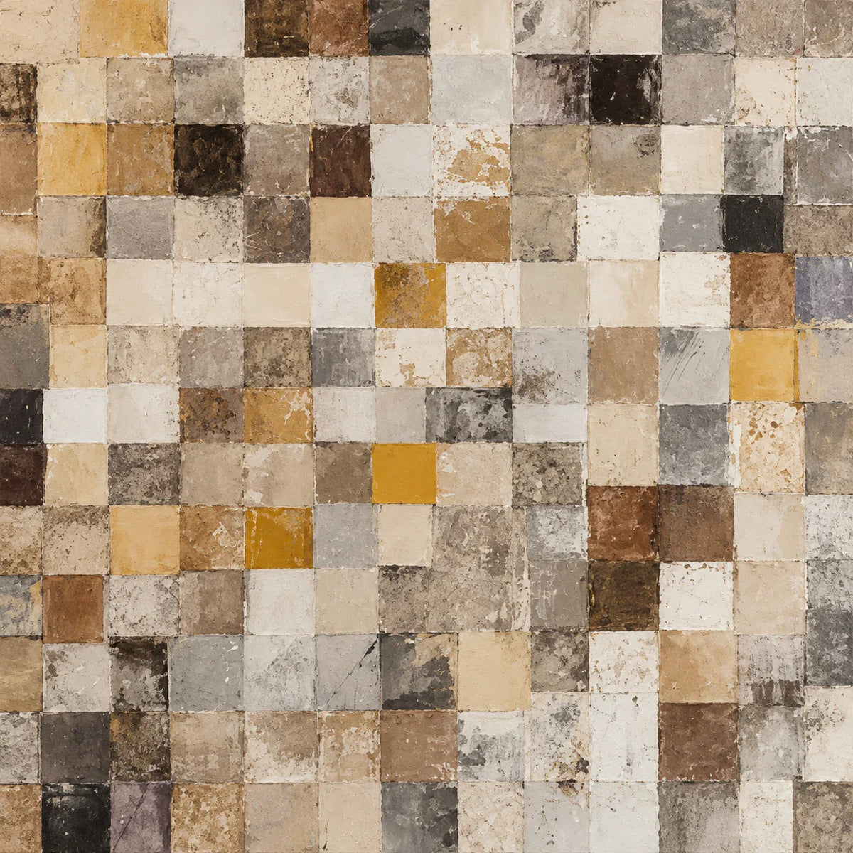 Warm Ochre and Stone Checkerboard Wall Art artwork view | Olyrel