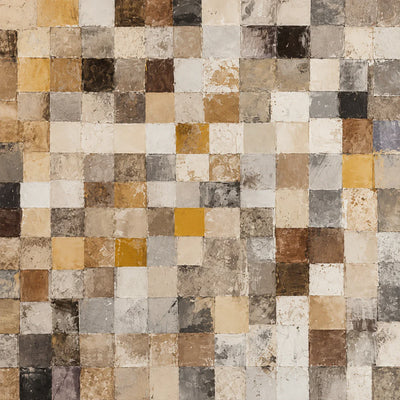 Warm Ochre and Stone Checkerboard Wall Art artwork view | Olyrel