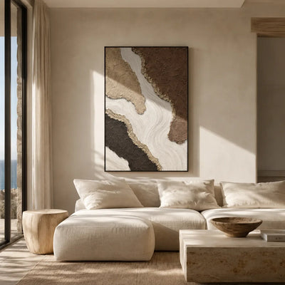 Canyon Flow Textured Wall Art styled in a modern living room | Olyrel