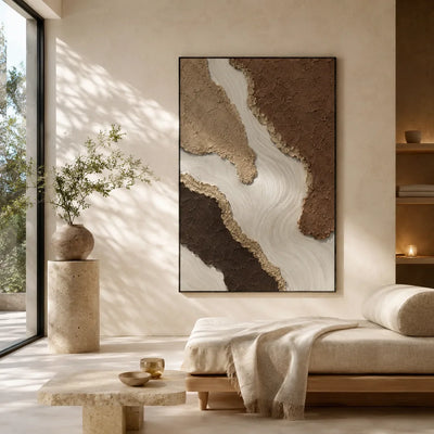 Canyon Flow Textured Wall Art shown in a calm bedroom setting | Olyrel