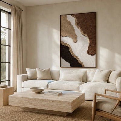 Canyon Flow Textured Wall Art displayed in a bright dining room | Olyrel