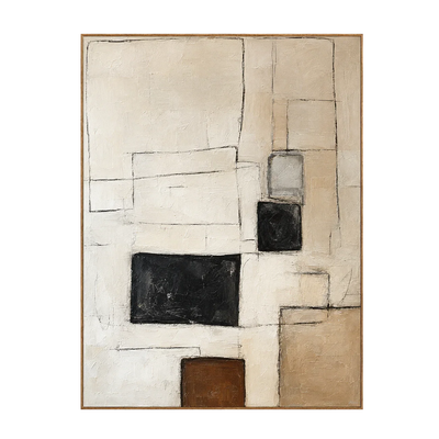 Fine Rectangles with Black and Umber Blocks Wall Art | Olyrel