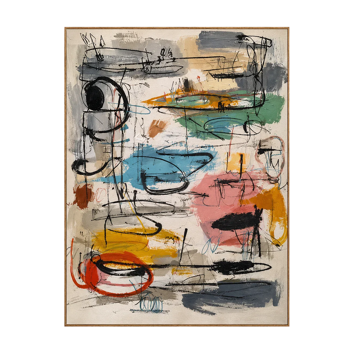 Colorful Loops and Spontaneous Black Lines Wall Art | Olyrel