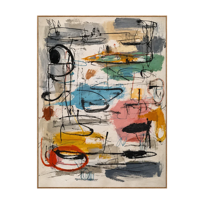 Colorful Loops and Spontaneous Black Lines Wall Art | Olyrel