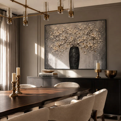 Ivory Bloom Vase Wall Art displayed above a sofa in a neutral interior | Olyrel