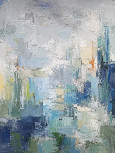 Original artwork view of Mist Cityscape Abstract Wall Art | Olyrel