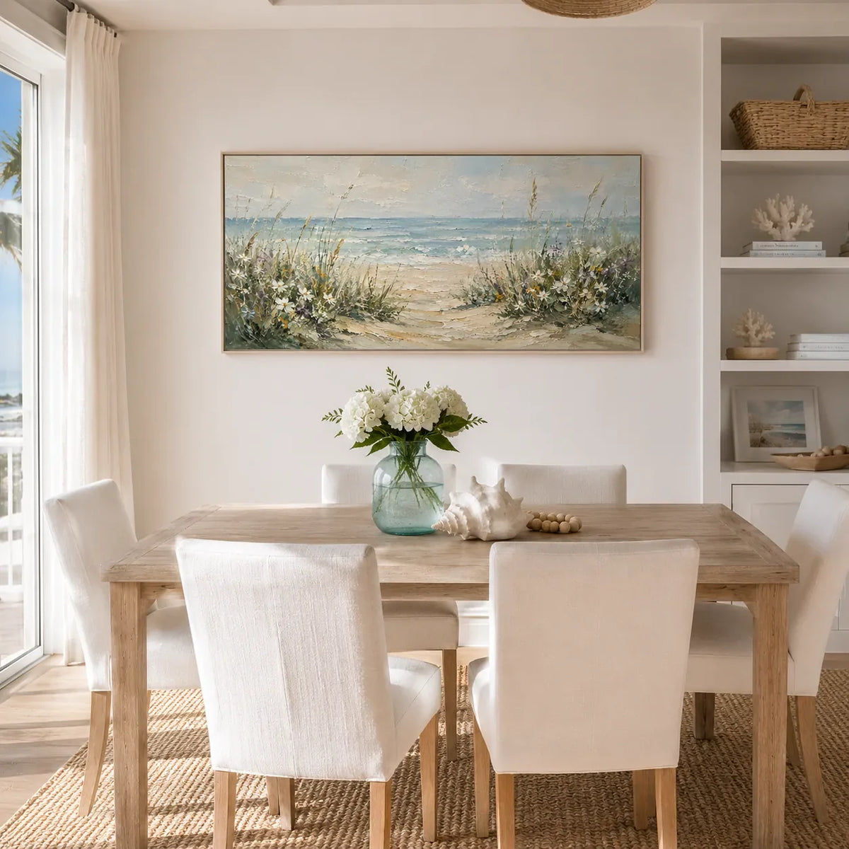 Dune Path Coastal Wall Art displayed in a bright dining room | Olyrel