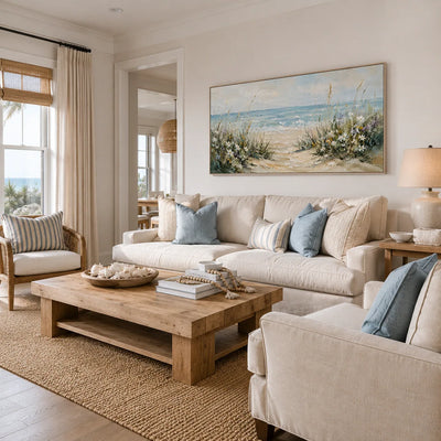 Dune Path Coastal Wall Art shown in a quiet home office | Olyrel