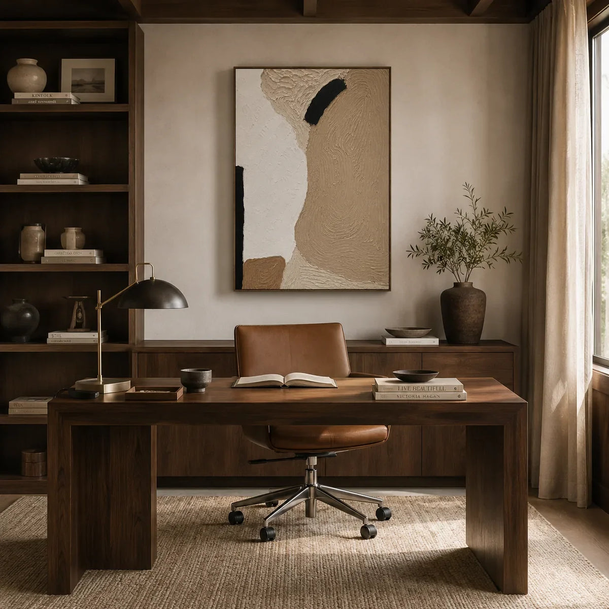 Sand Contour Textured Wall Art styled in a contemporary entryway | Olyrel