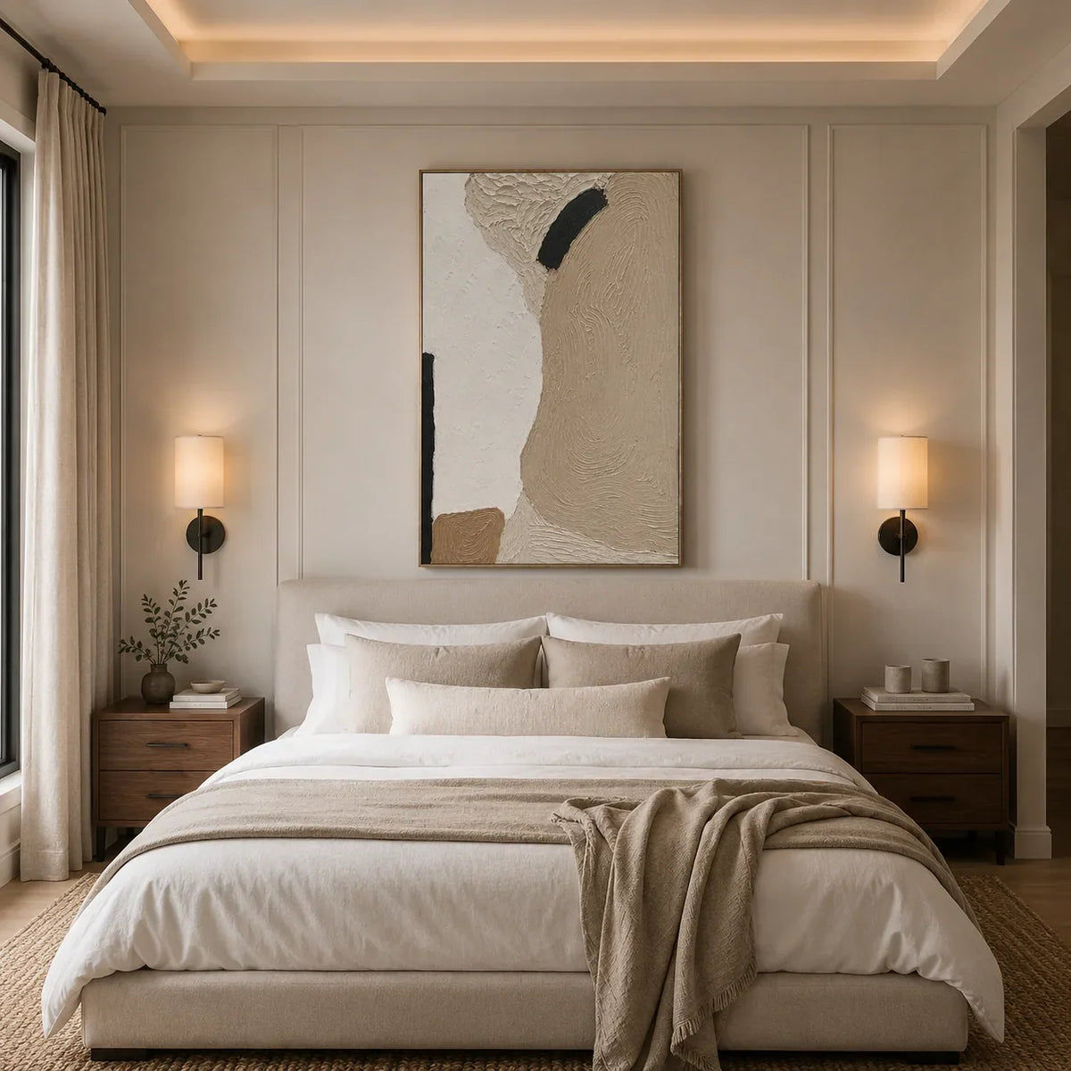 Sand Contour Textured Wall Art displayed in a bright dining room | Olyrel