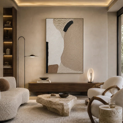 Sand Contour Textured Wall Art styled in a modern living room | Olyrel