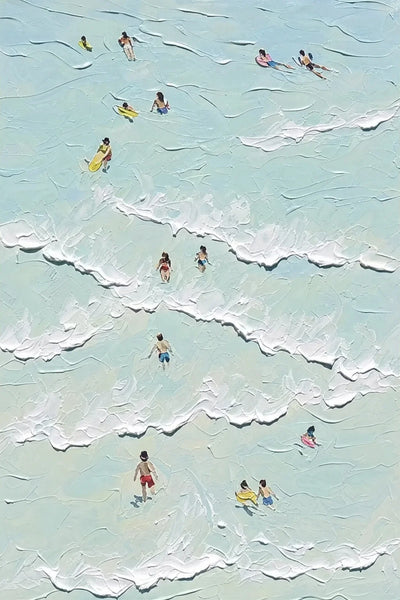Original artwork view of Aqua Swimmers Coastal Wall Art | Olyrel