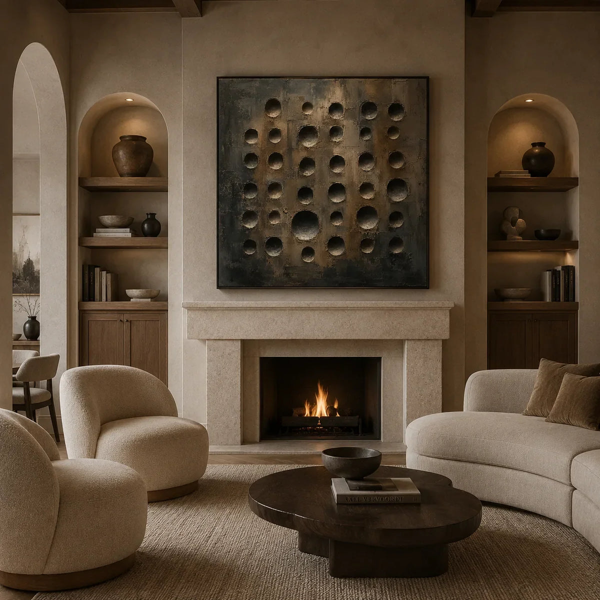 Slate Circles Textured Wall Art lifestyle view 3 | Olyrel