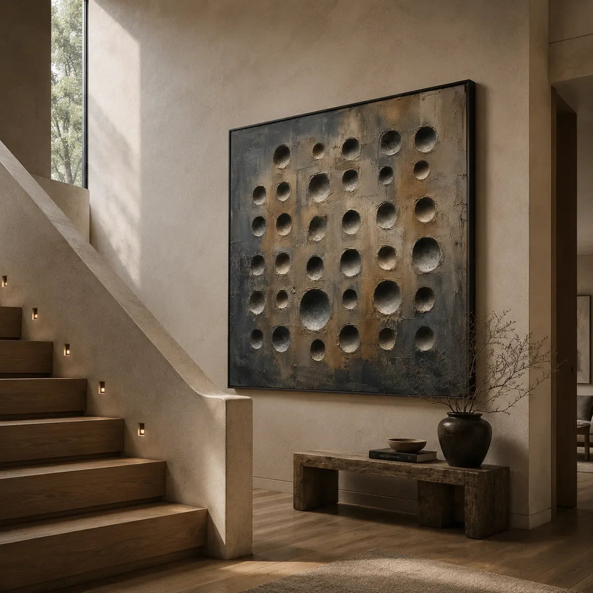 Slate Circles Textured Wall Art lifestyle view 5 | Olyrel