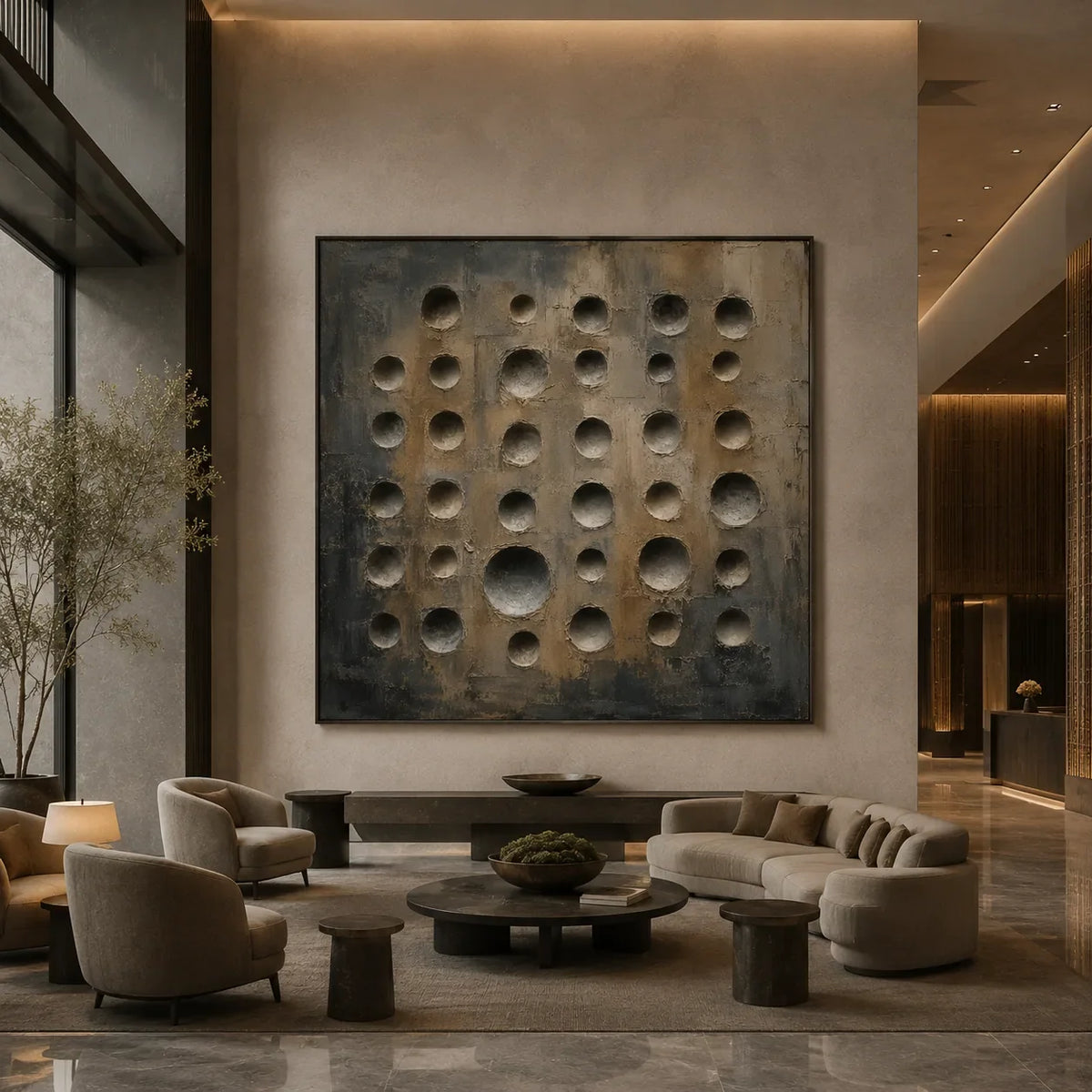 Slate Circles Textured Wall Art lifestyle view 6 | Olyrel