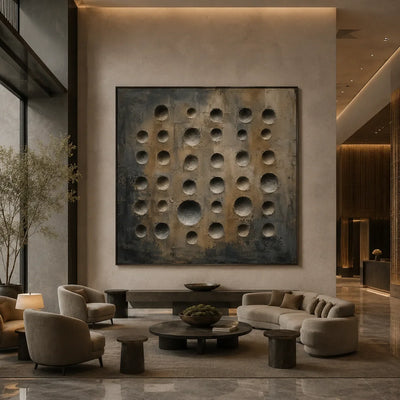 Slate Circles Textured Wall Art lifestyle view 6 | Olyrel