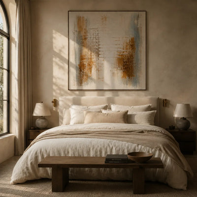 Rust Grid Textured Wall Art lifestyle view 6 | Olyrel