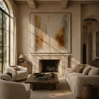 Rust Grid Textured Wall Art lifestyle view 7 | Olyrel
