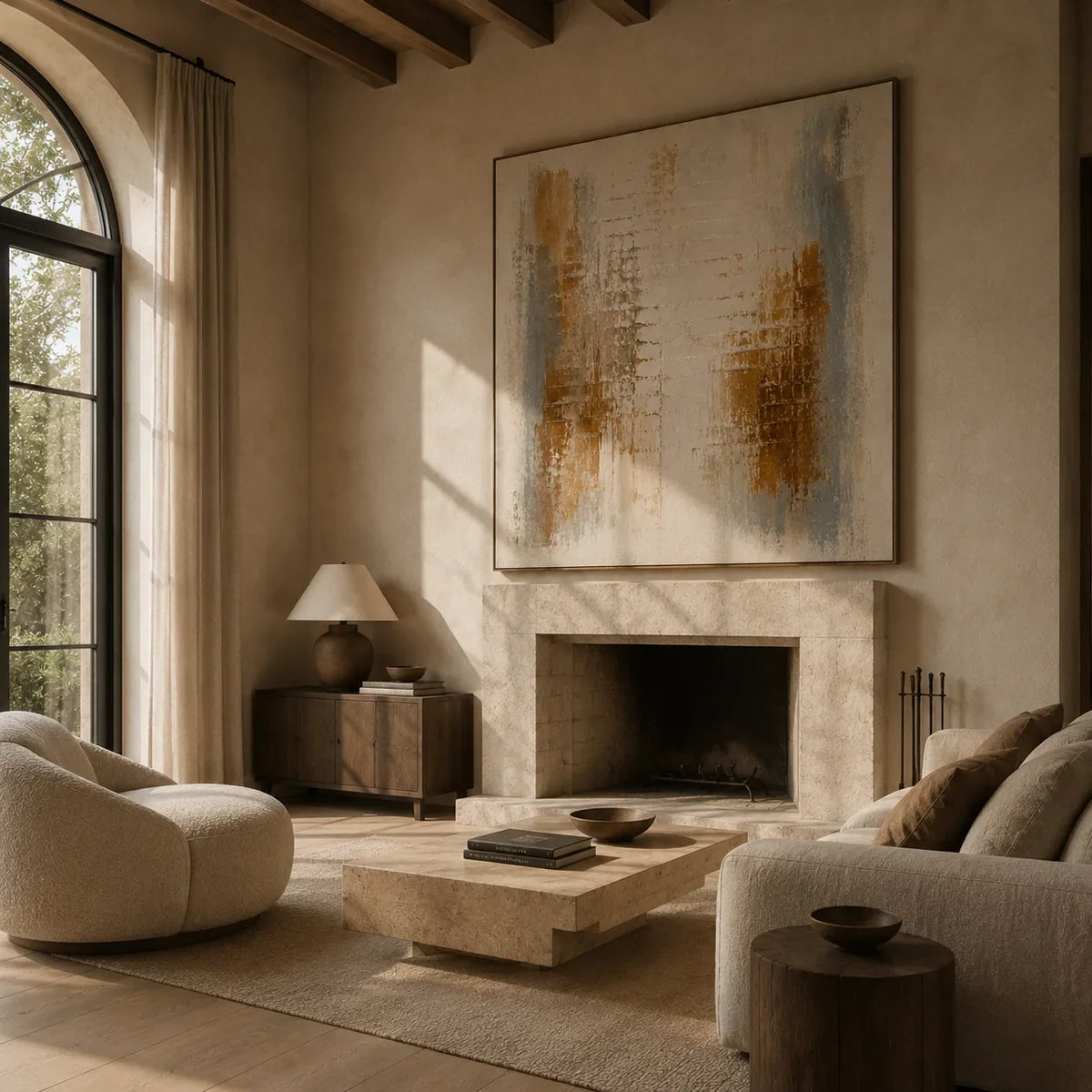 Rust Grid Textured Wall Art lifestyle view 8 | Olyrel