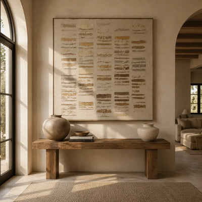 Ivory Stripe Relief Wall Art lifestyle view 4 | Olyrel