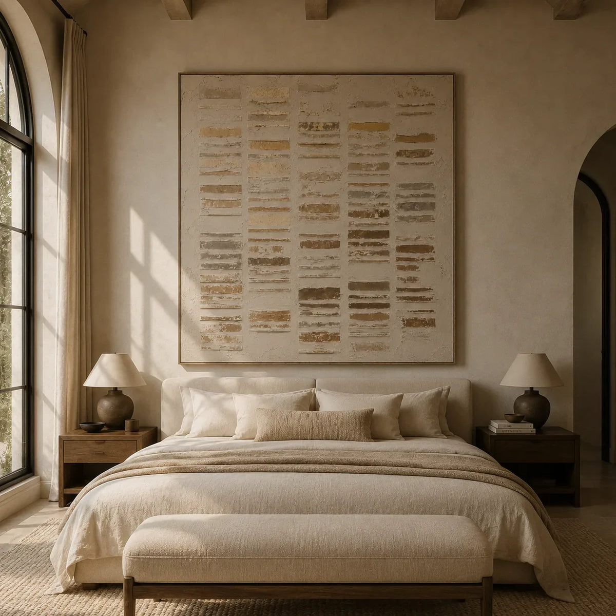 Ivory Stripe Relief Wall Art lifestyle view 6 | Olyrel