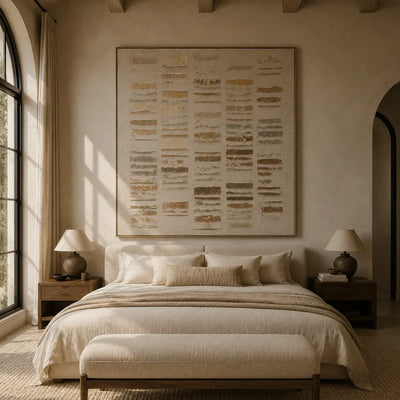 Ivory Stripe Relief Wall Art lifestyle view 6 | Olyrel