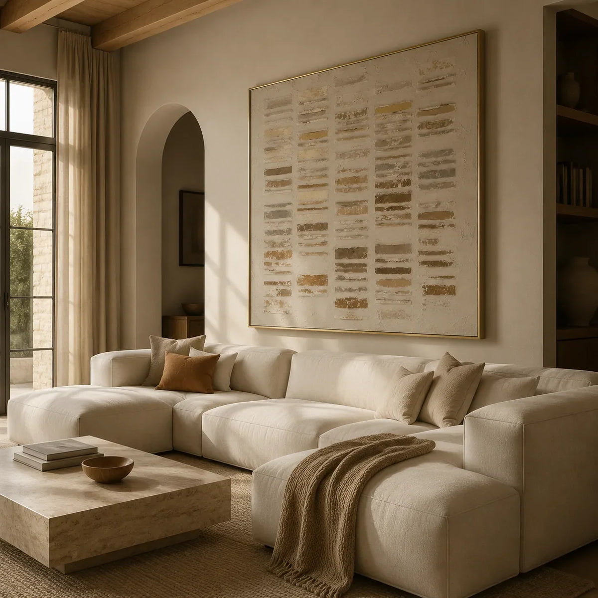 Ivory Stripe Relief Wall Art lifestyle view 8 | Olyrel