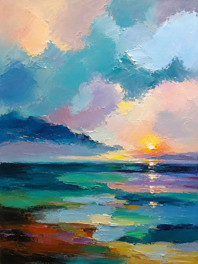 Prism Sunset Coastal Wall Art lifestyle view 2 | Olyrel