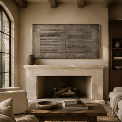 Charcoal Ribbed Relief Wall Art lifestyle view 3 | Olyrel