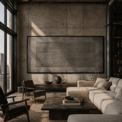 Charcoal Ribbed Relief Wall Art lifestyle view 7 | Olyrel
