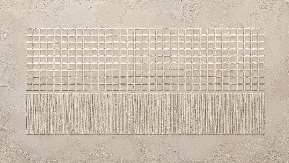 Ivory Grid Relief Wall Art lifestyle view 2 | Olyrel