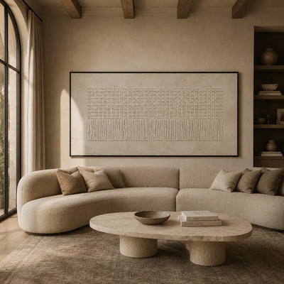 Ivory Grid Relief Wall Art lifestyle view 3 | Olyrel